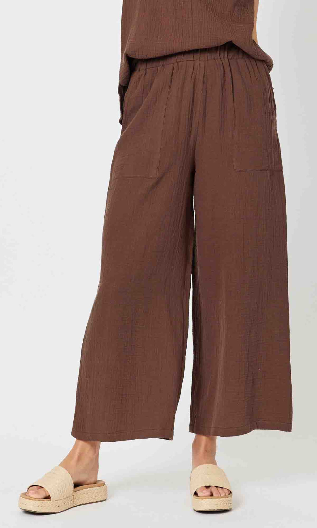 Cotton Wide Leg Pant Textured Byron, More Colours