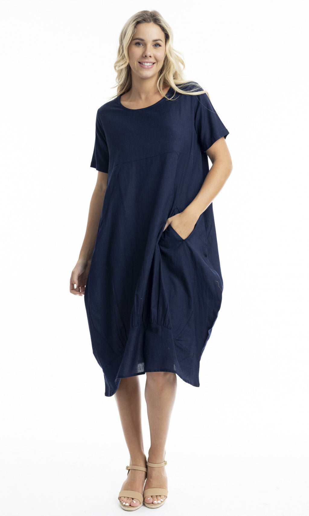 Linen Dress Bubble Short Sleeve Essentials, More Colours