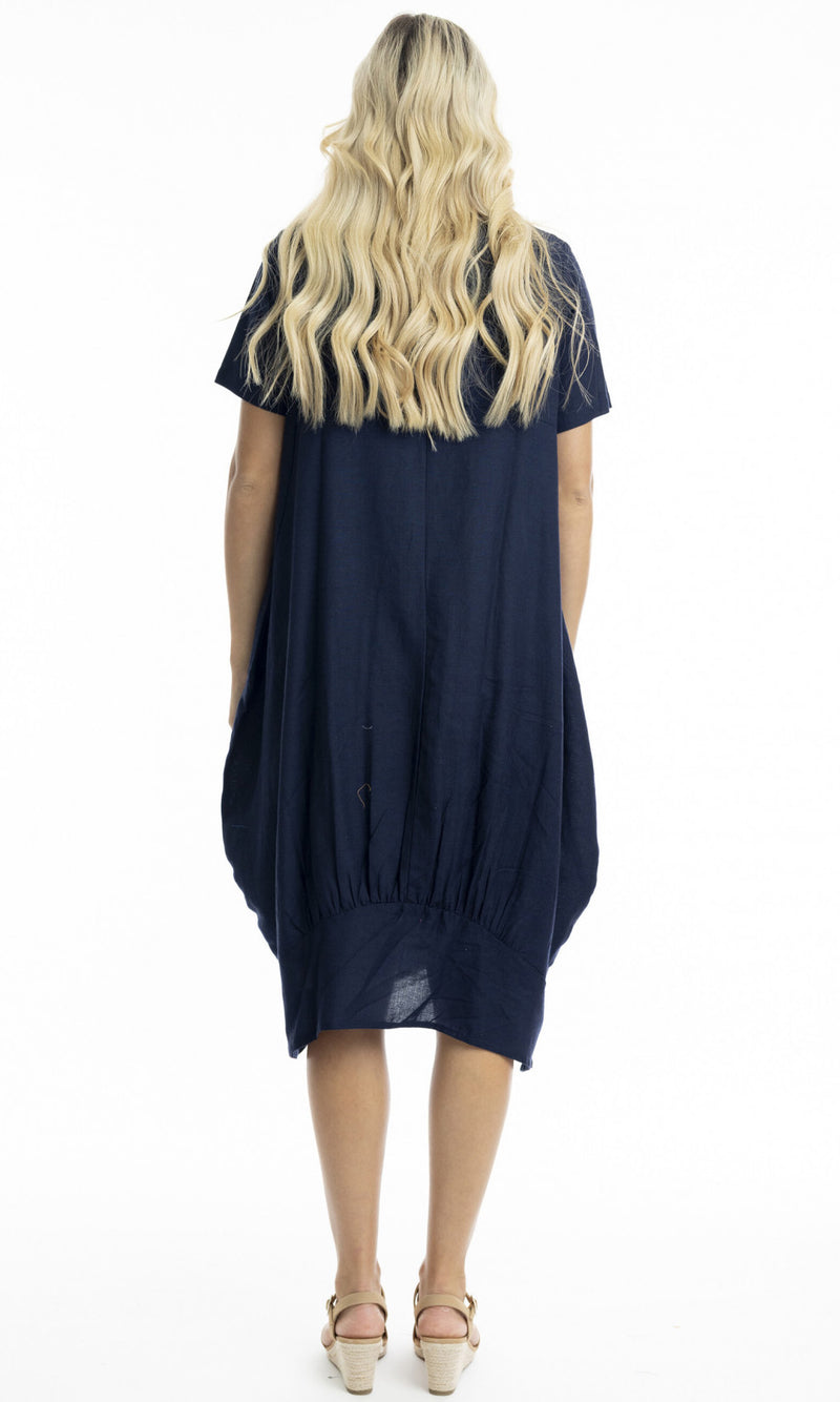 Linen Dress Bubble Short Sleeve Essentials, More Colours