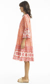 Cotton Dress Layered with Frill Sleeve Heidi Coral