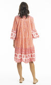 Cotton Dress Layered with Frill Sleeve Heidi Coral