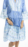 Cotton Dress Layered with Frill Sleeve Heidi Blue