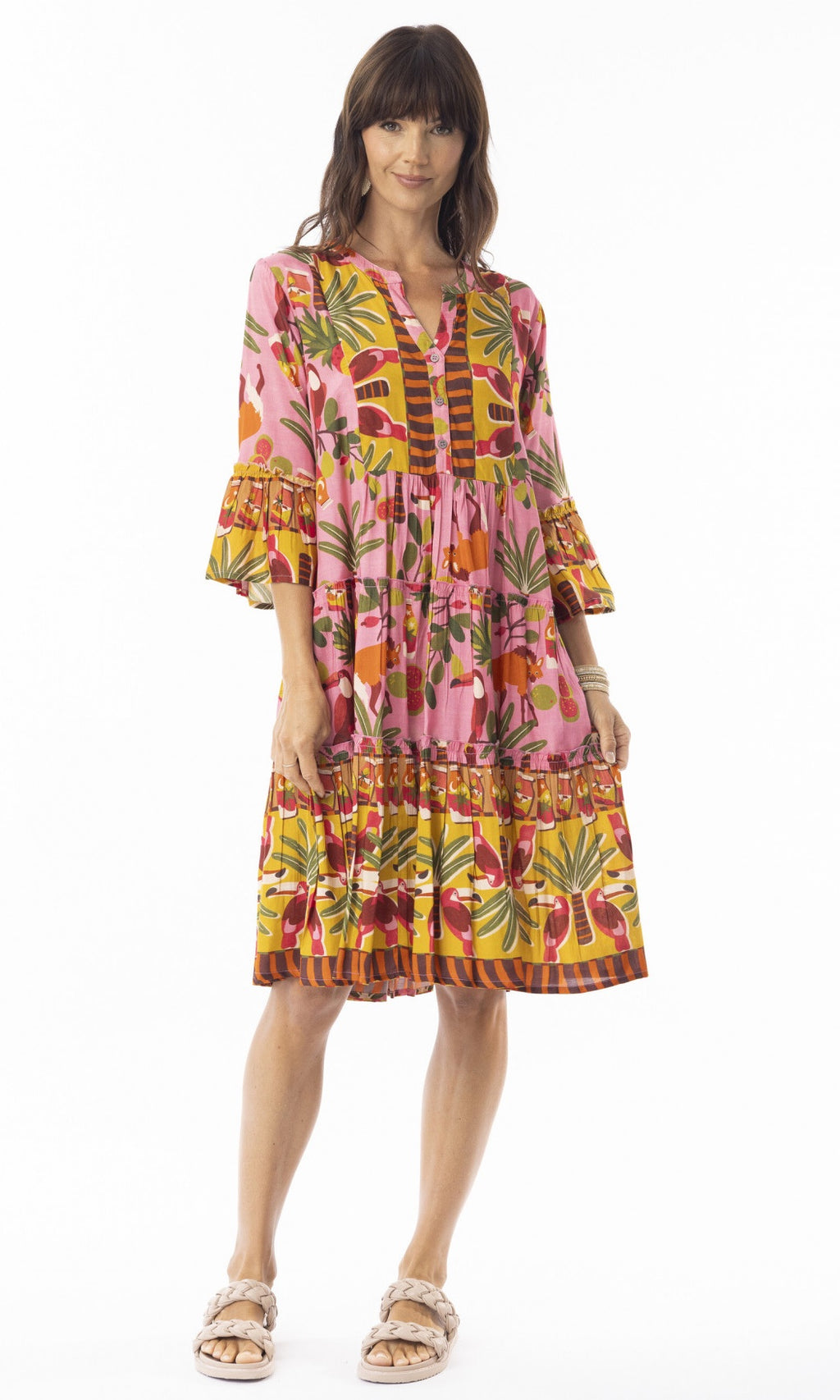 Rayon Dress Layers Frill Sleeve Chaira