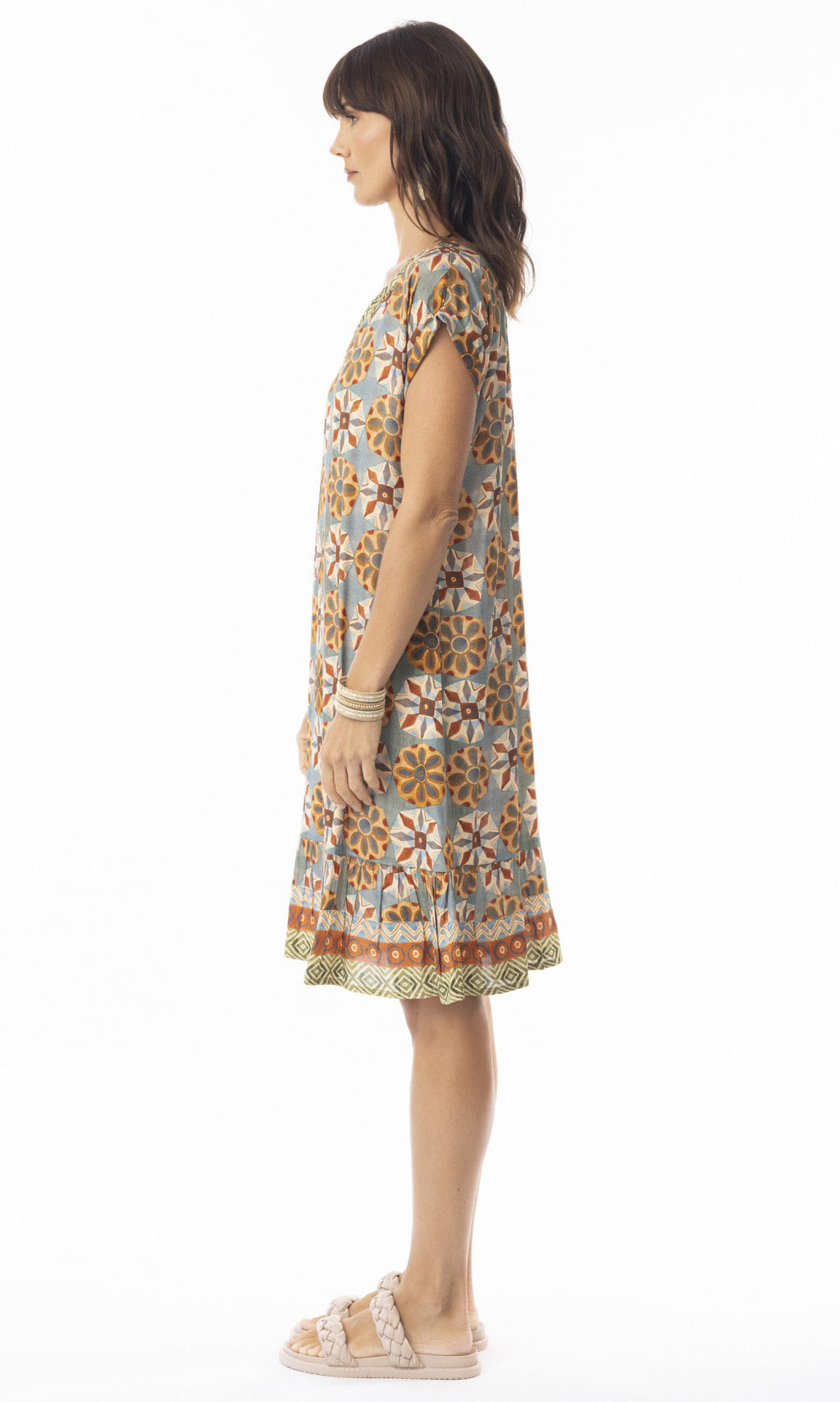 Rayon Dress Shift with Frill Hem Vera