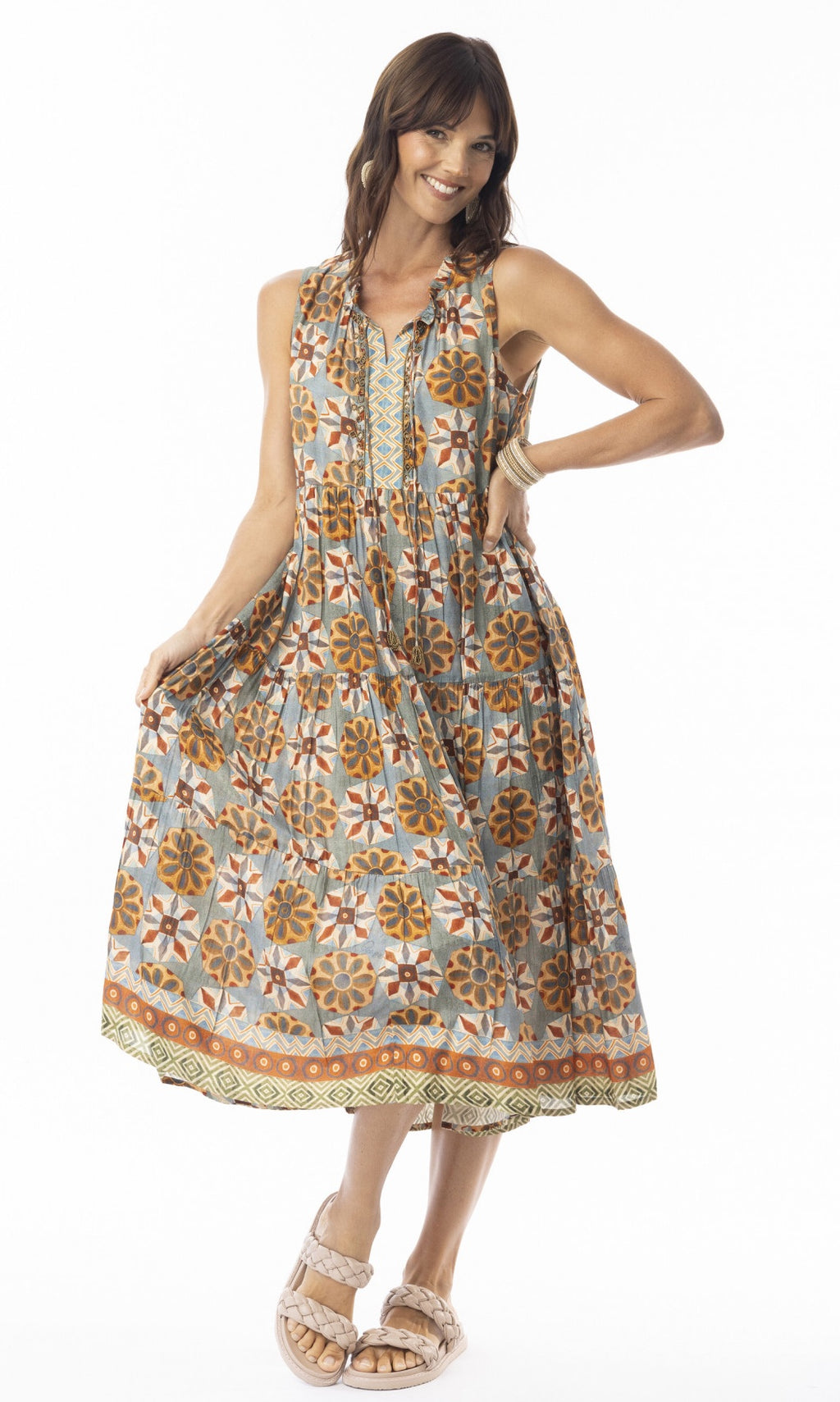 Rayon Dress Boho Sleeveless Vera
