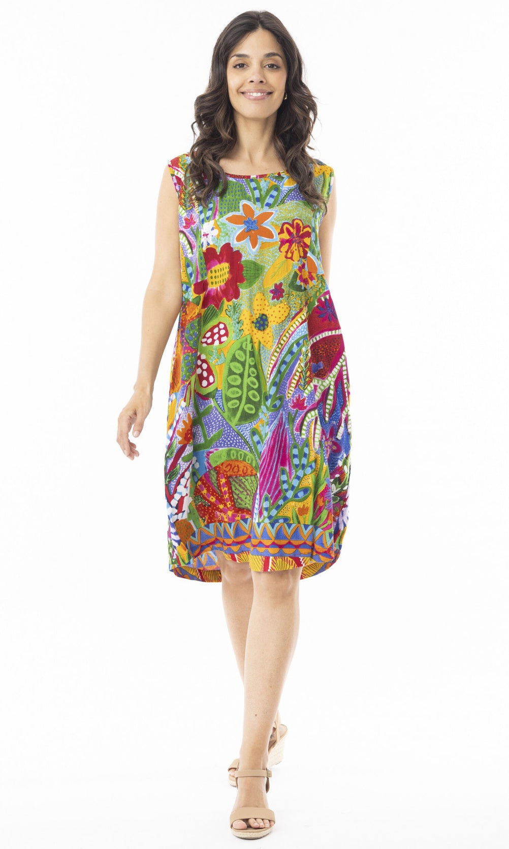 Rayon Dress Shift Sleeveless Side Panel Ipanema