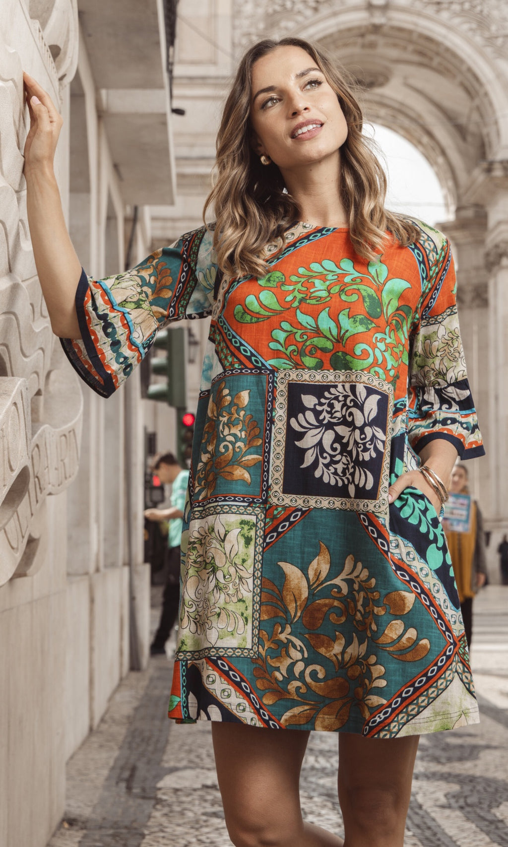 Cotton Dress Contemporary Frill Sleeve Cabo Fria