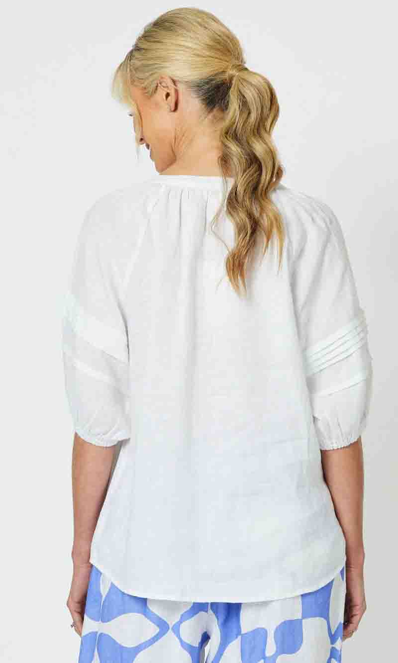 Linen Pleat Sleeve Top Diana, More Colours