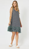 Viscose Stripe Frill Hem Dress