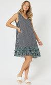 Viscose Stripe Frill Hem Dress