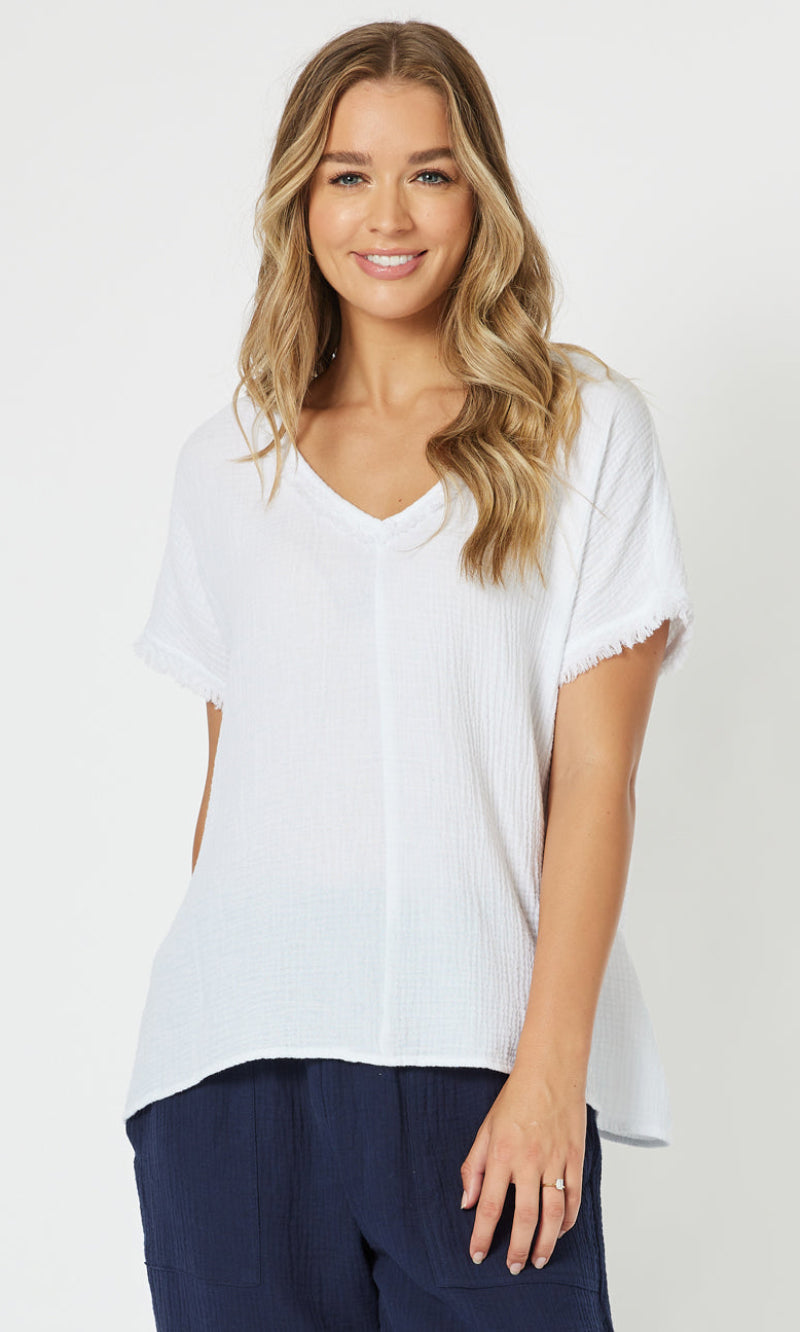 Cotton V Neck Top Byron, More Colours