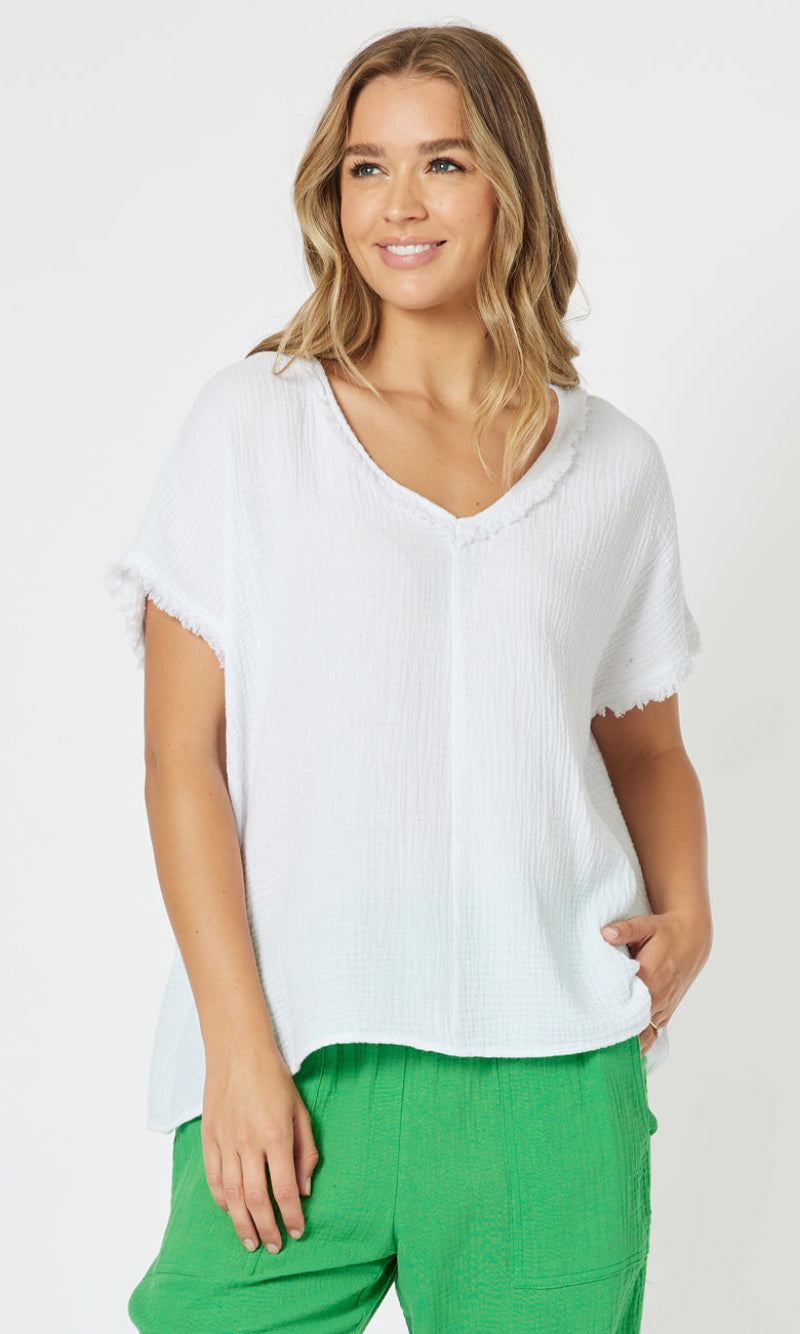 Cotton V Neck Top Byron, More Colours