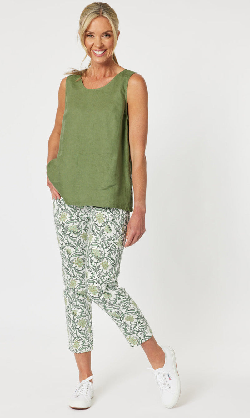 Cotton Pant Leaf Print