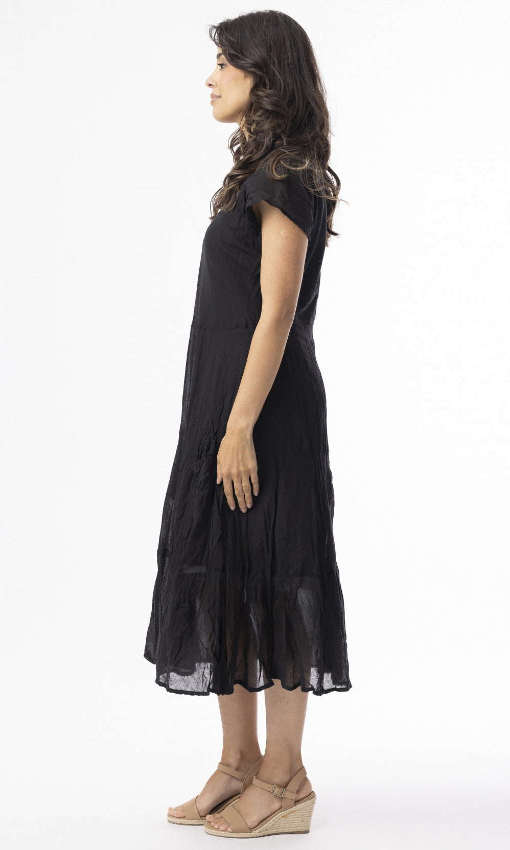Cotton Dress Bias Pockets Gauze Essentials Black