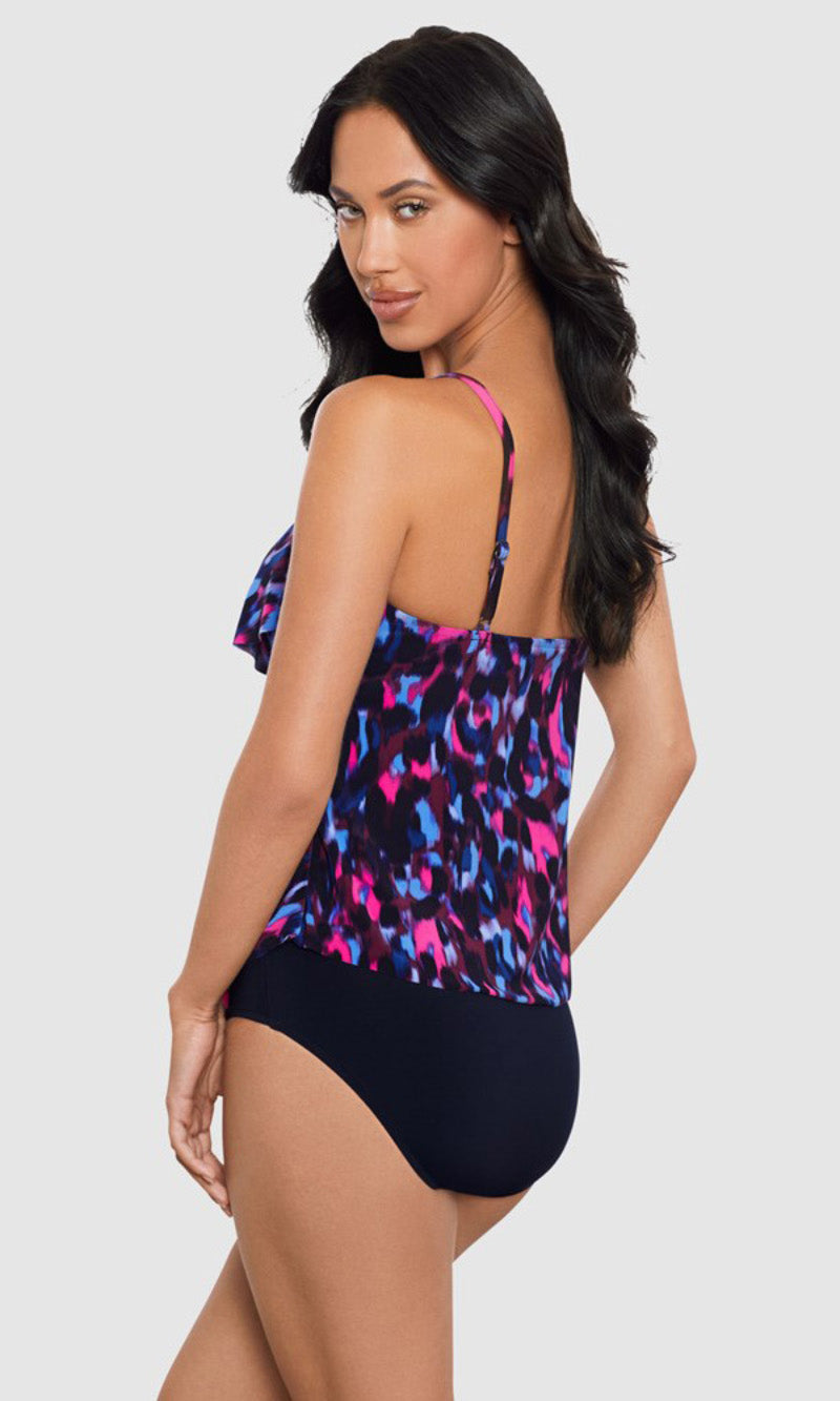 Cherry Bomb Rita Tiered Soft Cup Tankini Top , Fits A Cup to C Cup