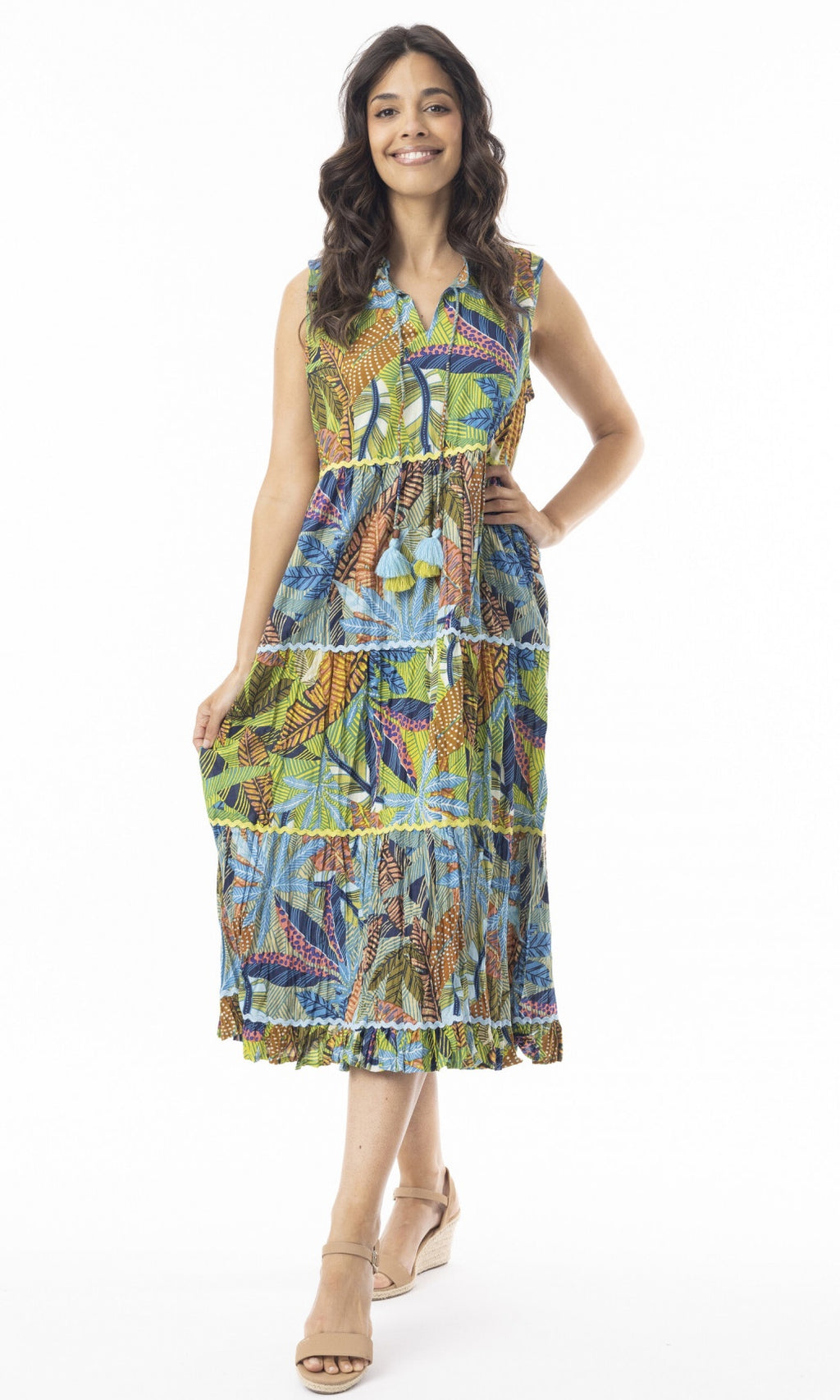 Cotton Blend Dress Boho Sleeveless Tayrona