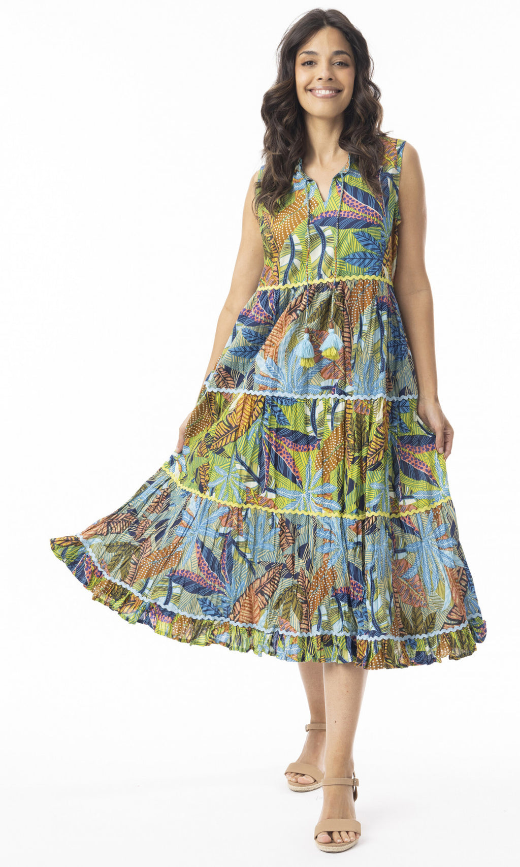 Cotton Blend Dress Boho Sleeveless Tayrona