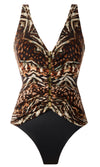 Tribal Tigress Charmer V Neck Tummy Control Swimsuit, Fits A Cup to C Cup