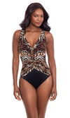 Tribal Tigress Charmer V Neck Tummy Control Swimsuit, Fits A Cup to C Cup