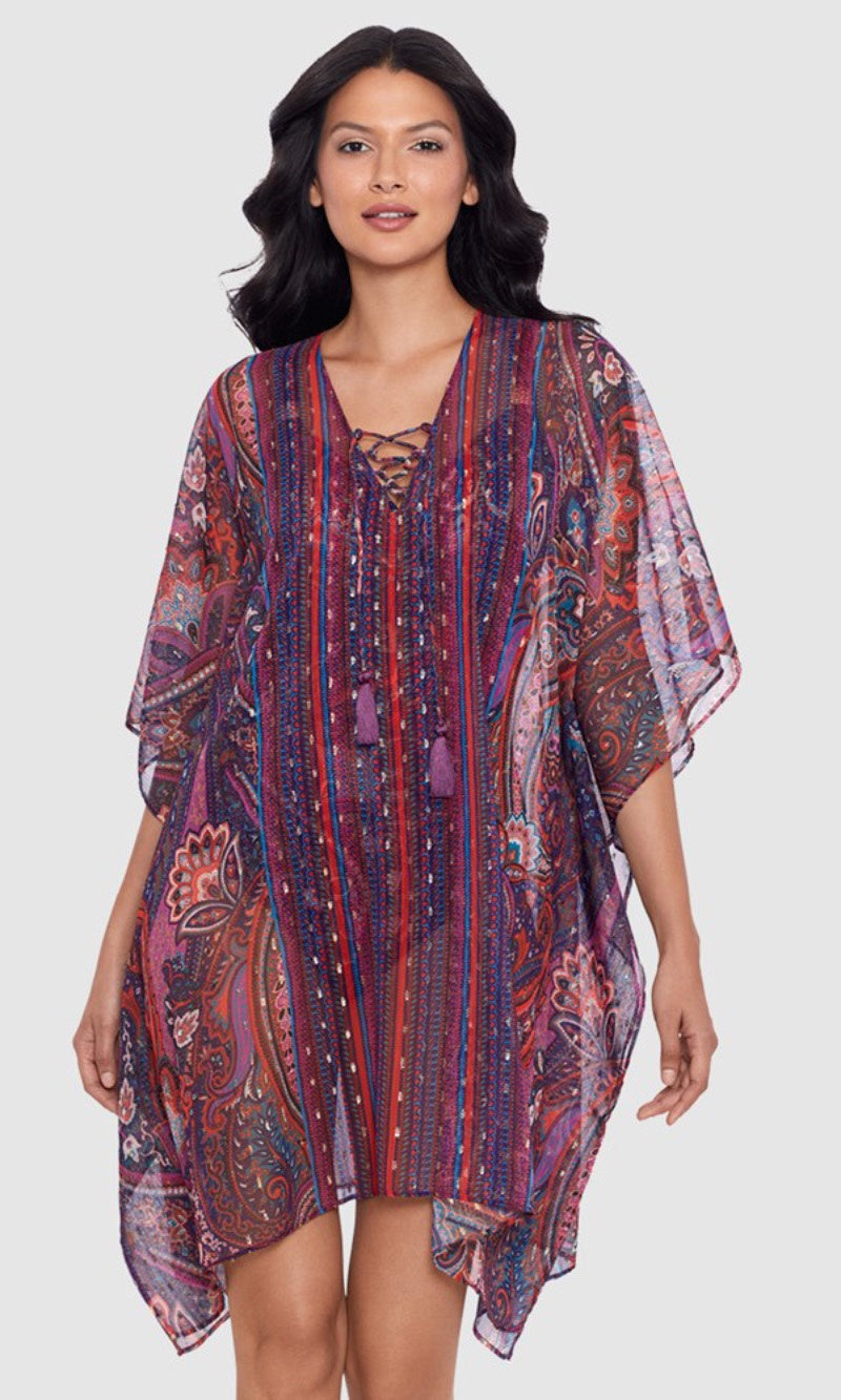 Dynasty Sheer Chiffon Caftan Beach Cover Up