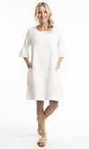Pure Linen Dress Frill Sleeve Solid, More Colours