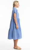 Pure Linen Dress Collar Solid, More Colours