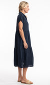 Pure Linen Dress Collar Solid, More Colours