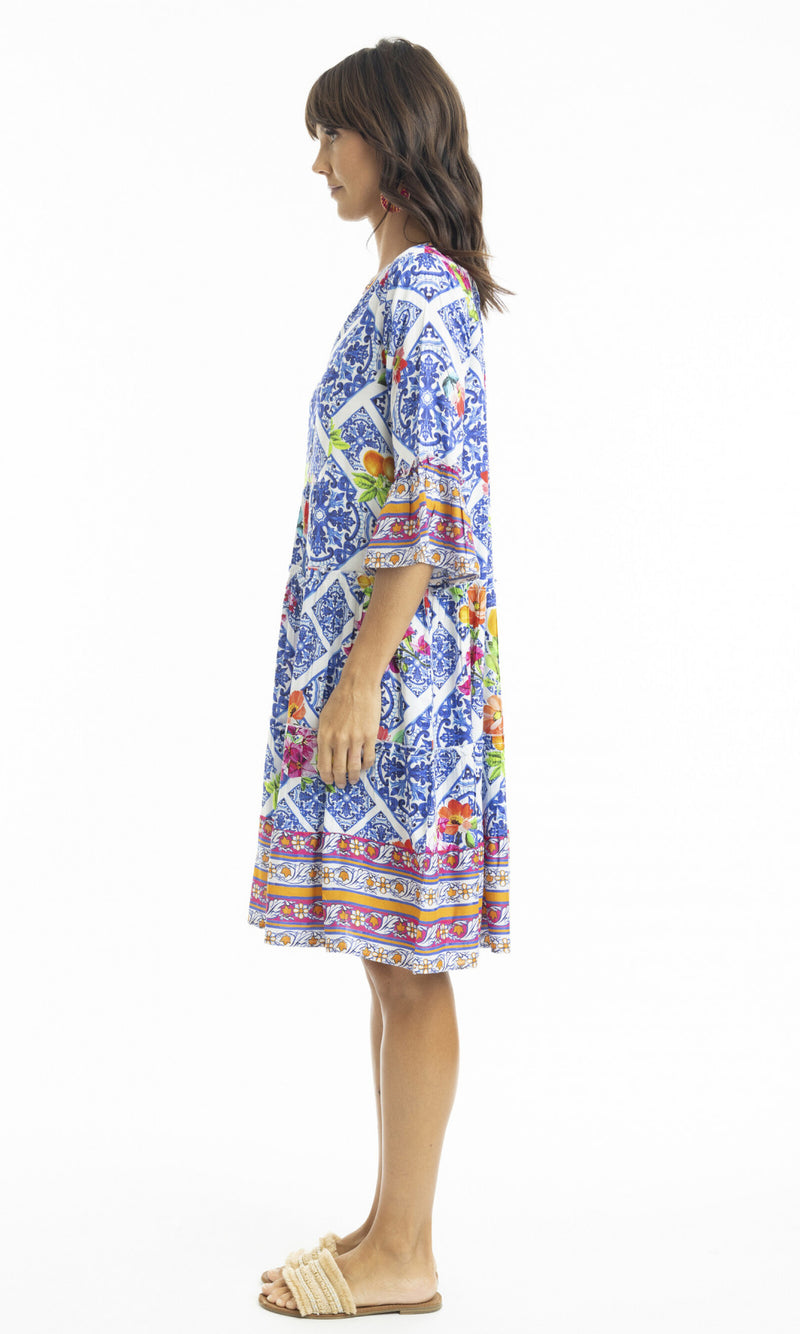 Rayon Dress Layers with Frill Sleeve Lilah