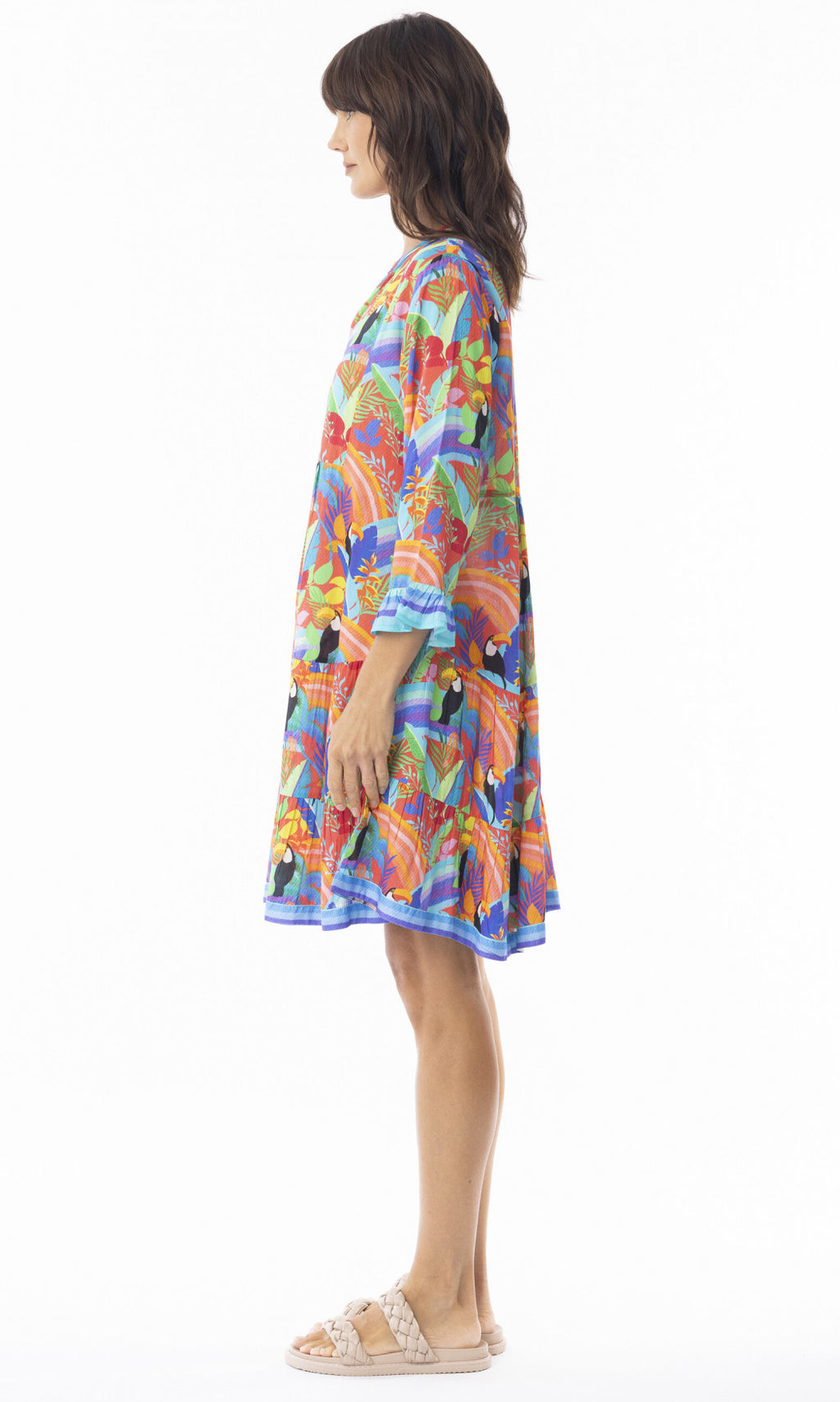 Rayon Dress Layers 3/4 Sleeve with Frill Bianca