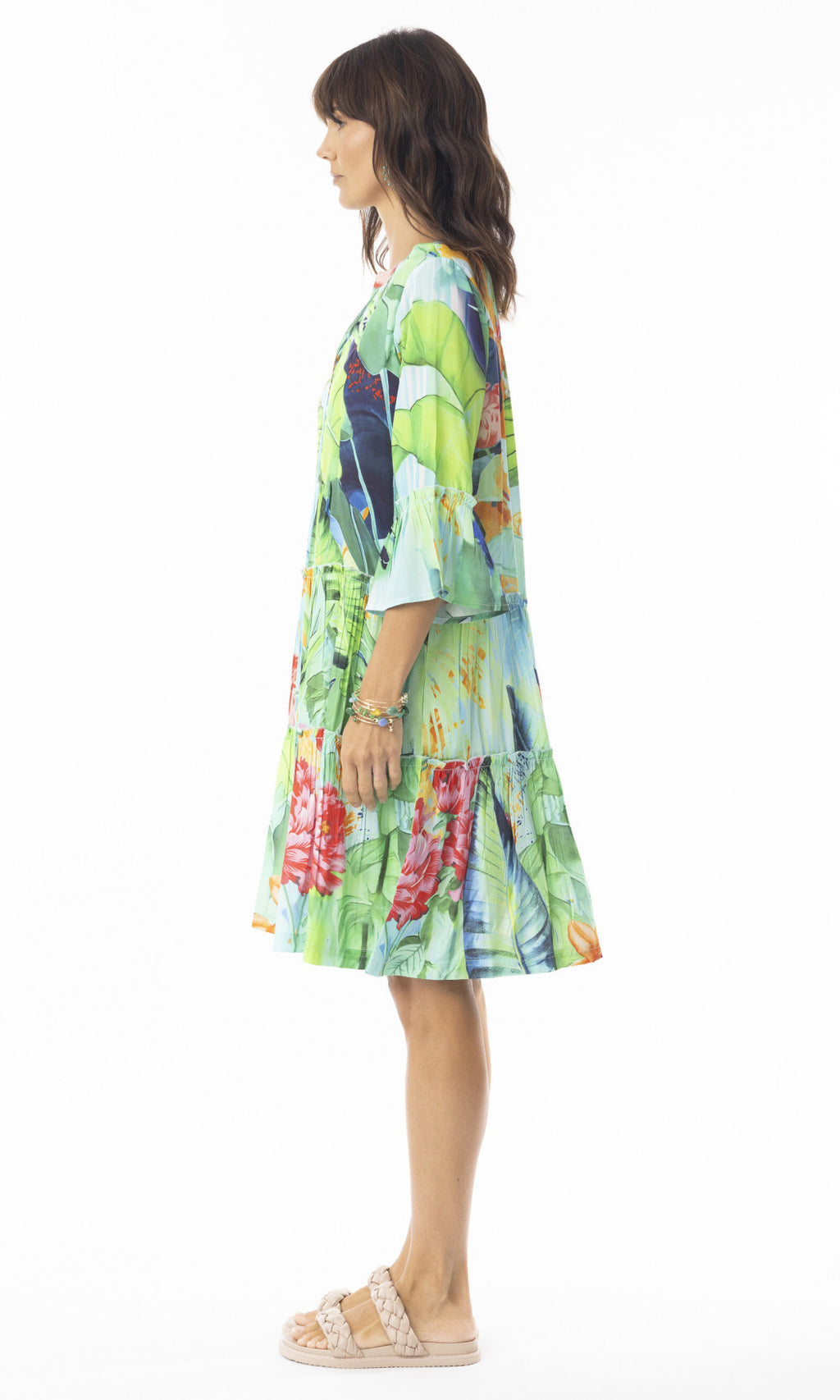 Rayon Dress Layers 3/4 Sleeve with Frill Evelin