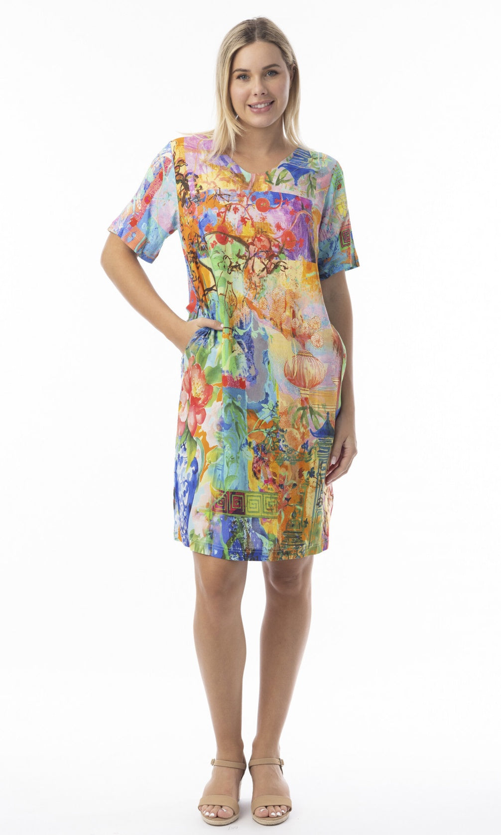 Rayon Shift Dress Digital Oriental