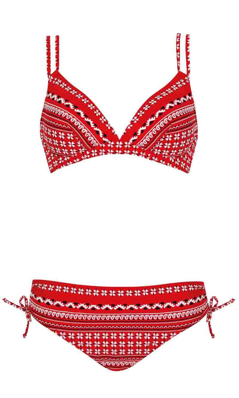 Bikini Set Red Blossom, Special Order B Cup to G Cup