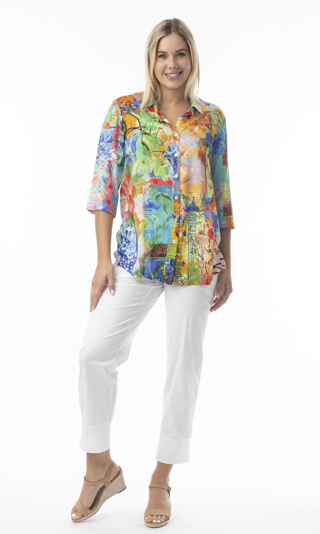 Rayon Shirt Collared Digital Print Oriental