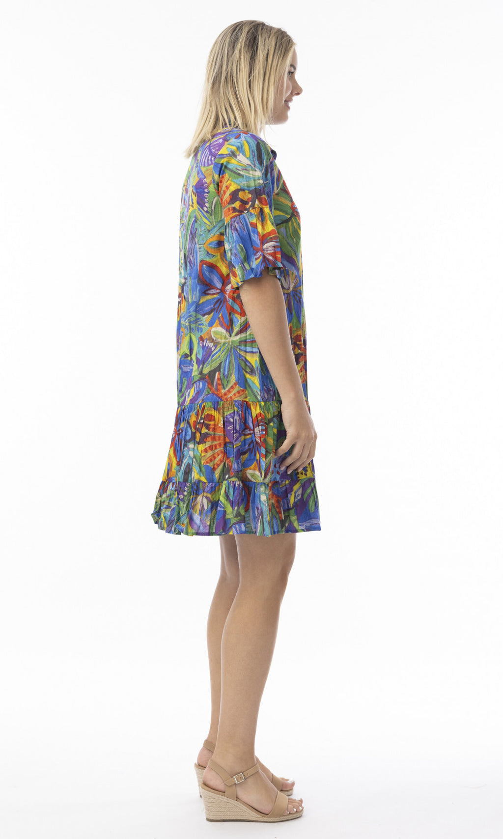 Cotton Dress Elbow Sleeve Zapallar