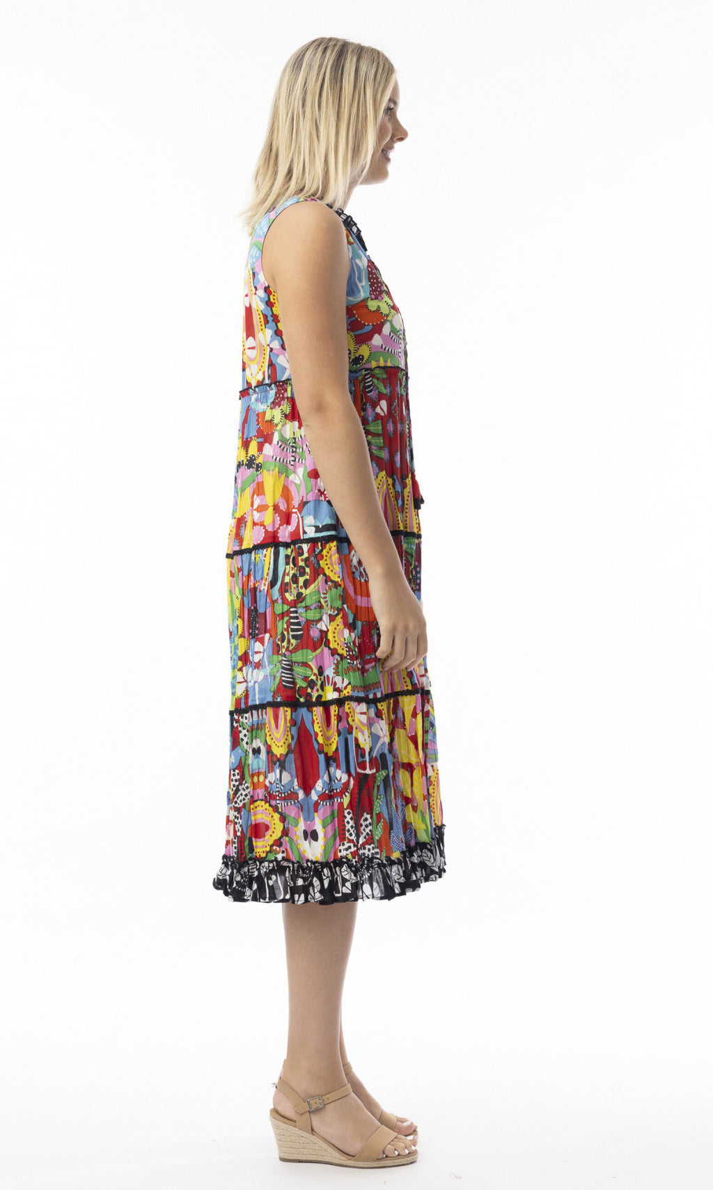 Crinkle Cotton Dress Boho Sleeveless Ayangue