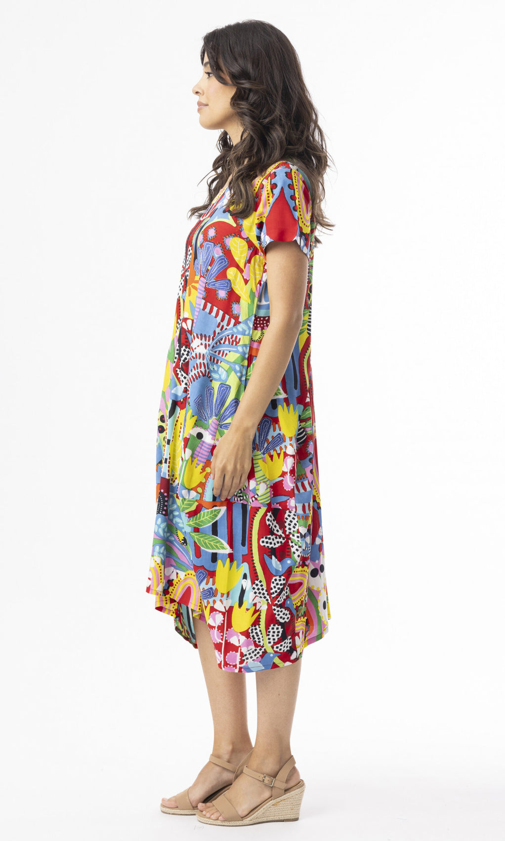 Rayon Dress Bubble Short Sleeve Ayangue