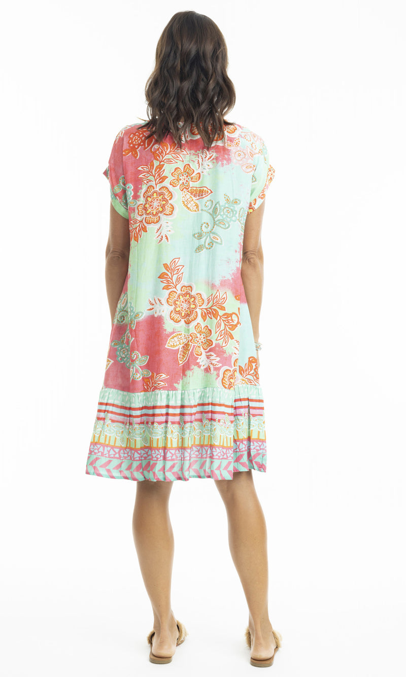 Rayon Dress Shift with Frill Hem Sarah