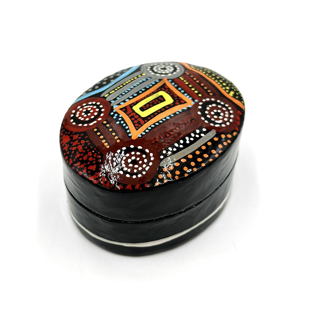 Aboriginal Art Small Lacquer Pill Box by Mary Napangardi Brown