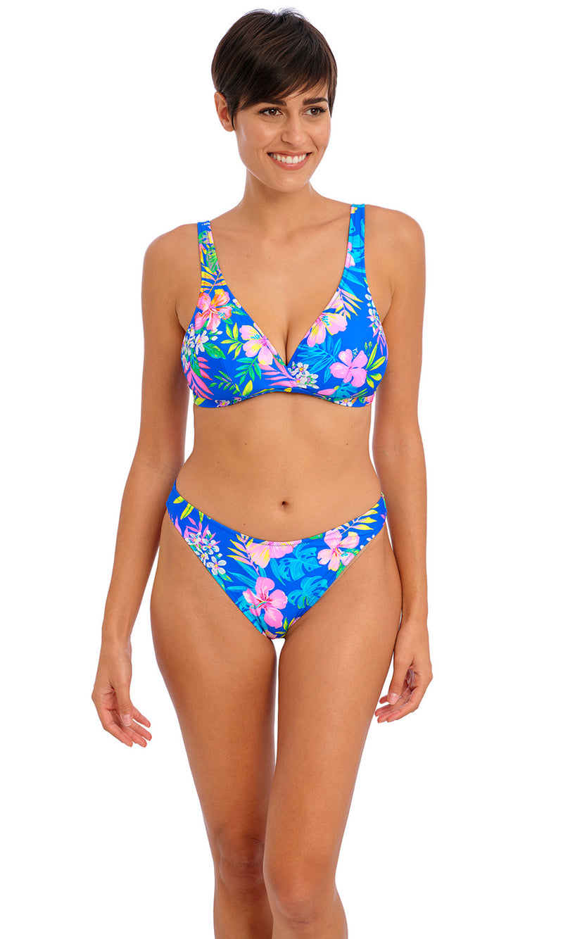 Hot Tropics Blue High Leg Bikini Brief, Special Order XS - XL