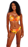 Miami Sunset Papaya UW Plunge Bikini Top, Special Order D Cup to J Cup