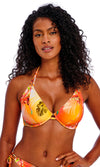 Miami Sunset Papaya UW Halter Bikini Top, Special Order D Cup to FF Cup