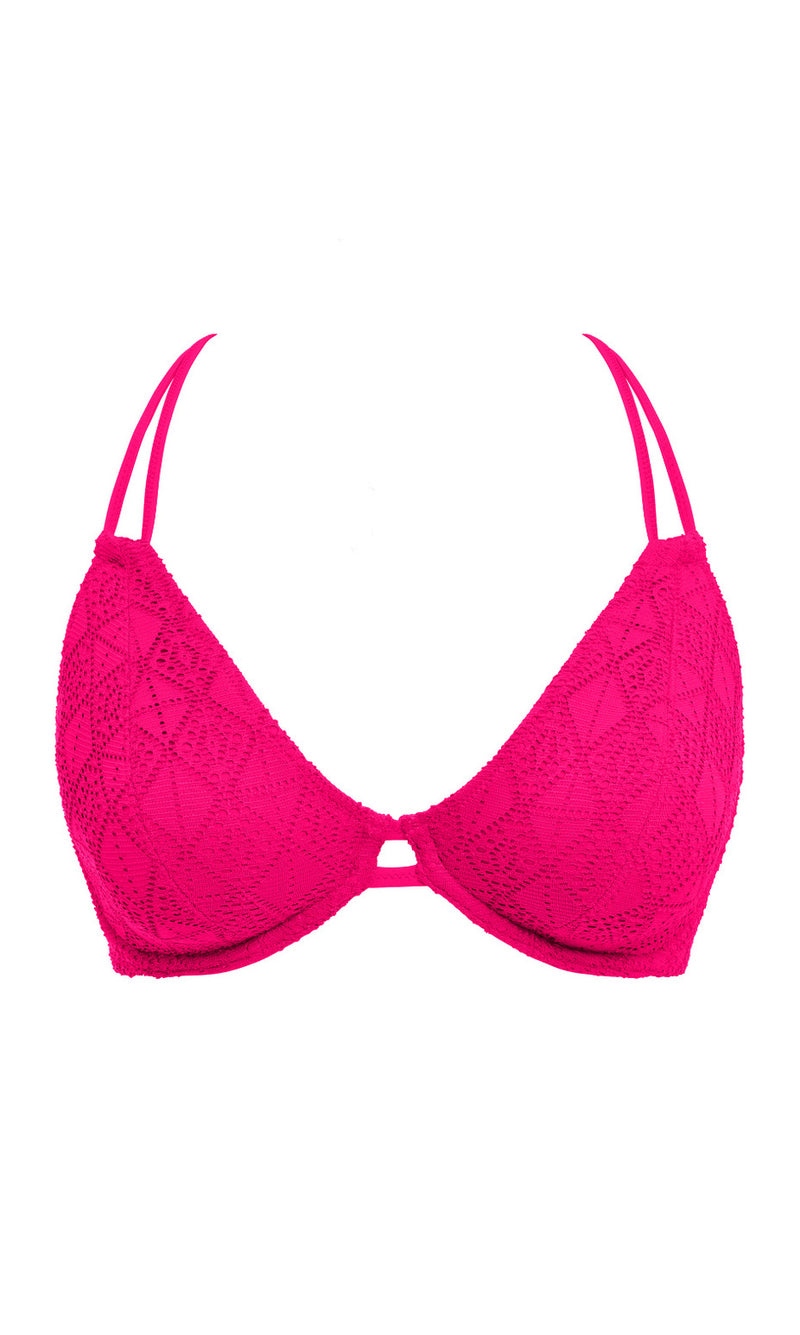 Nomad Nights Fuchsia UW Halter Bikini Top, Special Order D Cup to FF Cup