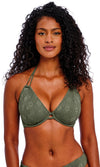 Nomad Nights Sage UW Halter Bikini Top, Special Order D Cup to FF Cup