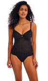Nomad Nights Black UW Plunge Tankini Top, Special Order D Cup to HH Cup