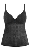 Nomad Nights Black UW Plunge Tankini Top, Special Order D Cup to HH Cup