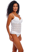 Nomad Nights White UW Plunge Tankini Top, Special Order D Cup to HH Cup