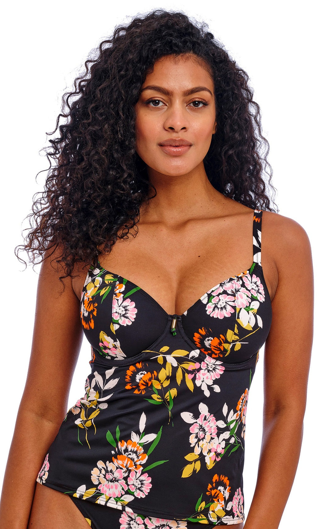 Twilight Soul Black UW Plunge Tankini Top, Special Order D Cup to HH Cup