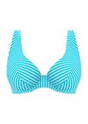 Jewel Cove Stripe Turquoise UW High Apex Bikini Top, Special Order D Cup to J Cup