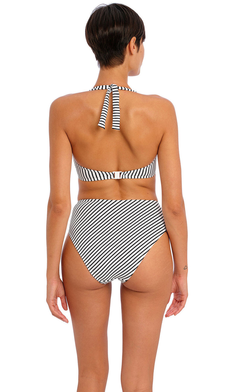 Jewel Cove Stripe Black UW Halter Bikini Top, Special Order C Cup to H Cup