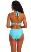 Jewel Cove Stripe Turquoise UW Halter Bikini Top, Special Order C Cup to H Cup